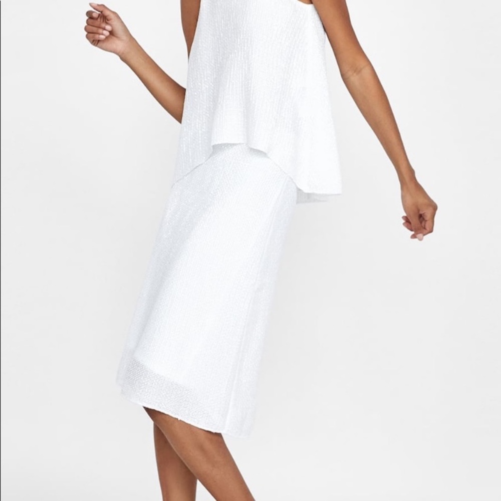 Zara White Sequin Skirt